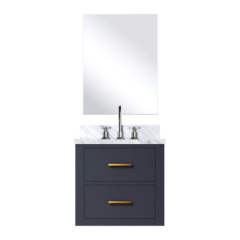 20 po Meuble-lavabo bleu X 18 avec comptoir en acrylique et comptoir de salle de bain assemblé avec robinet inclus, Bleu