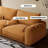 Modern warm orange suede straight-row sofa