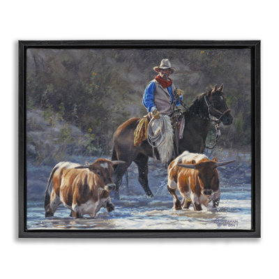 «Cowboy Crossing River», art mural encadré par David Graham