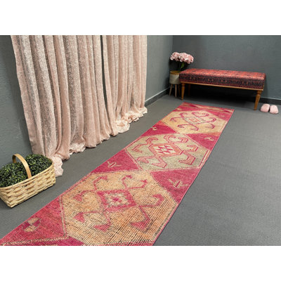 Tapis de couloir bohémien rose 31,1 x 135 po