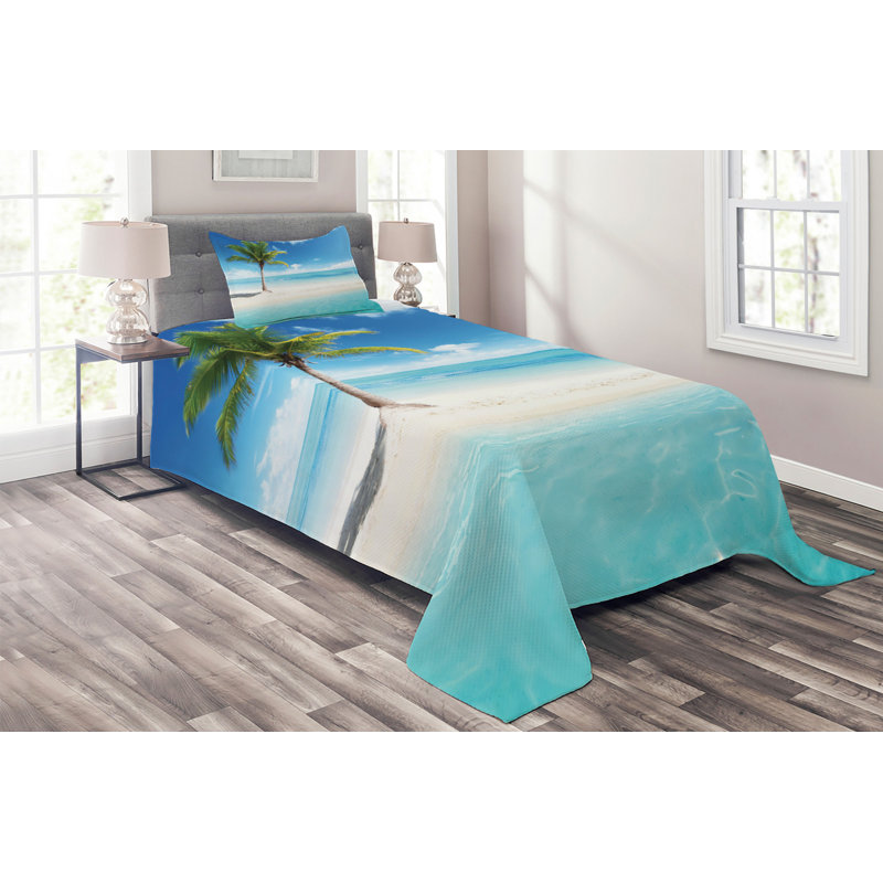 Hypnotic Coastal Polyester Coverlet, Twin Bedspread + 1 Sham