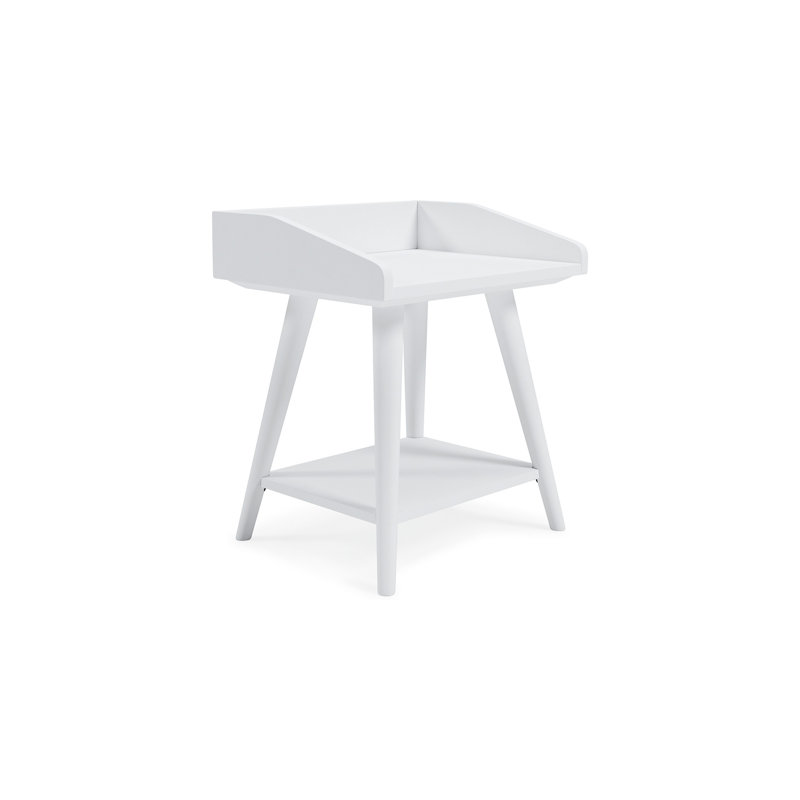 Table d'appoint Arid, 22 po, plateau galerie Rail, bois blanc