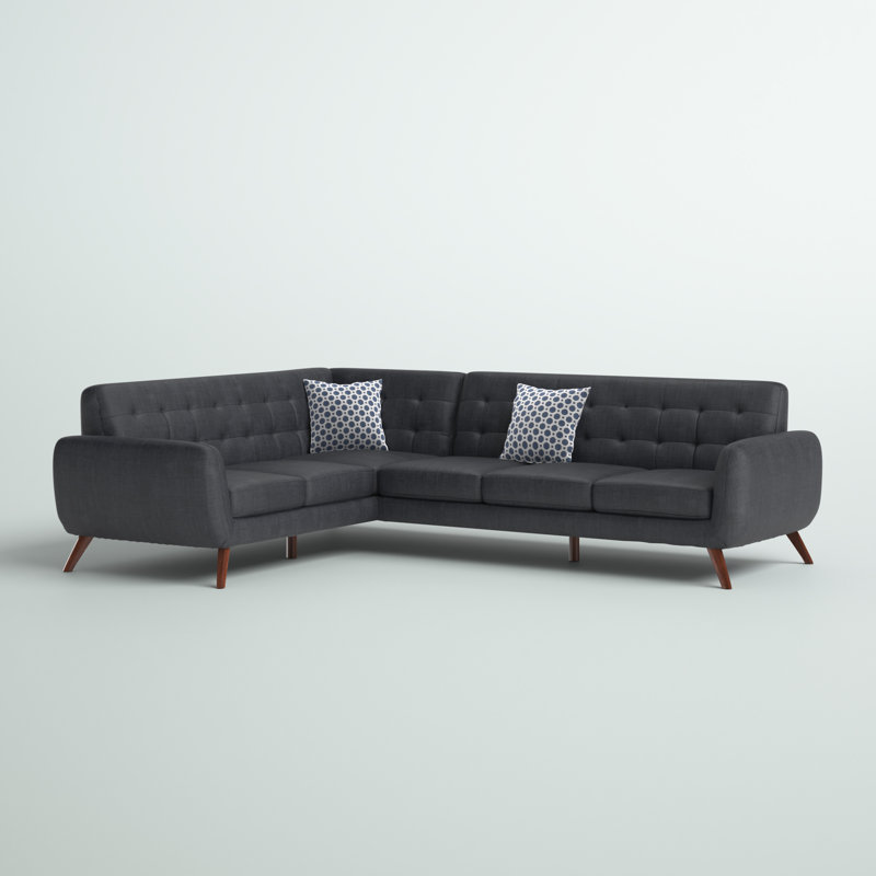 Canapé modulaire 2 pièces Piotrowski, Mélange de polyester noir cendré