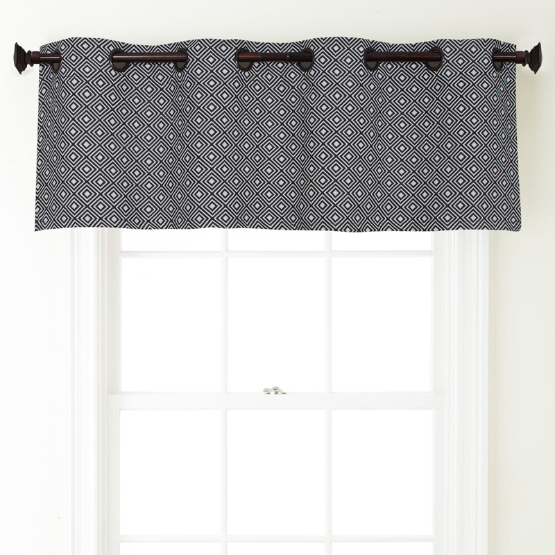 Rinku Geometric Tailored Window Valance, Anthracite