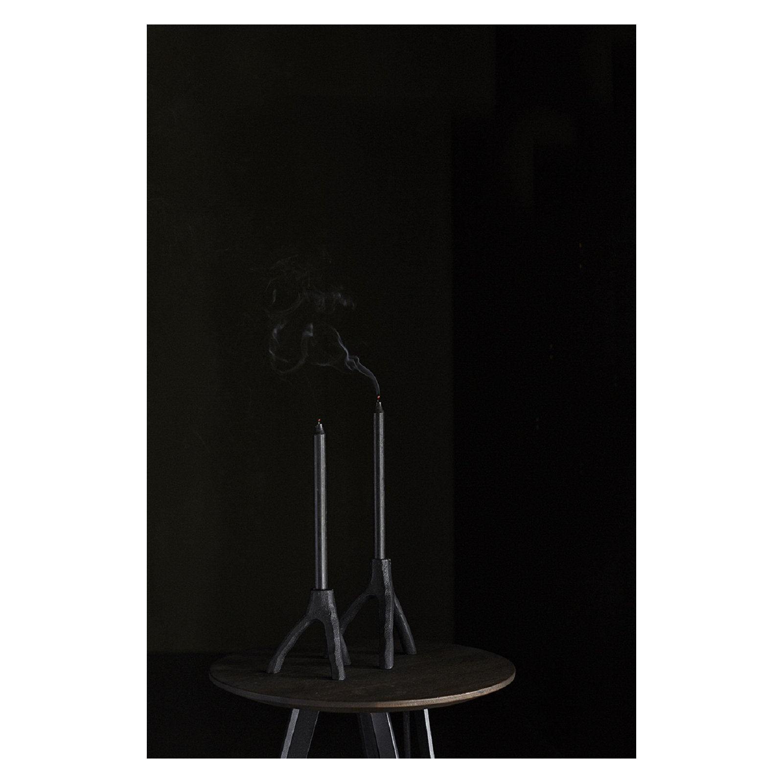Iron Tabletop Candlestick, 6.69" H x 6.46" W x 5.79" D