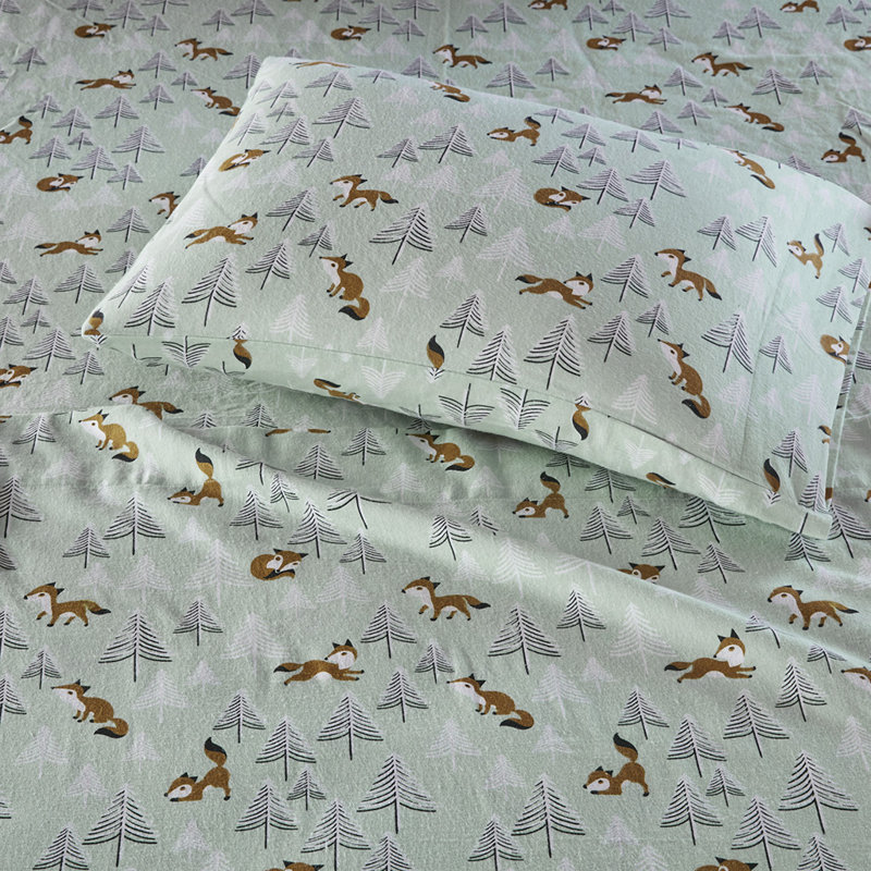 Ensemble de draps en flanelle de coton Gracie Mills, Ensemble de draps pour lit simple TG avec 1 taie d