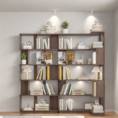Ensemble de bibliothèques en MDF peu encombrant, brun foncé, solution de rangement moderne pour la maison