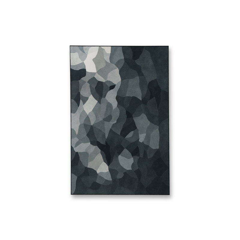 Tapis bleu tissé à motif géométrique lavable Mosso, 2'6" x 4'11"