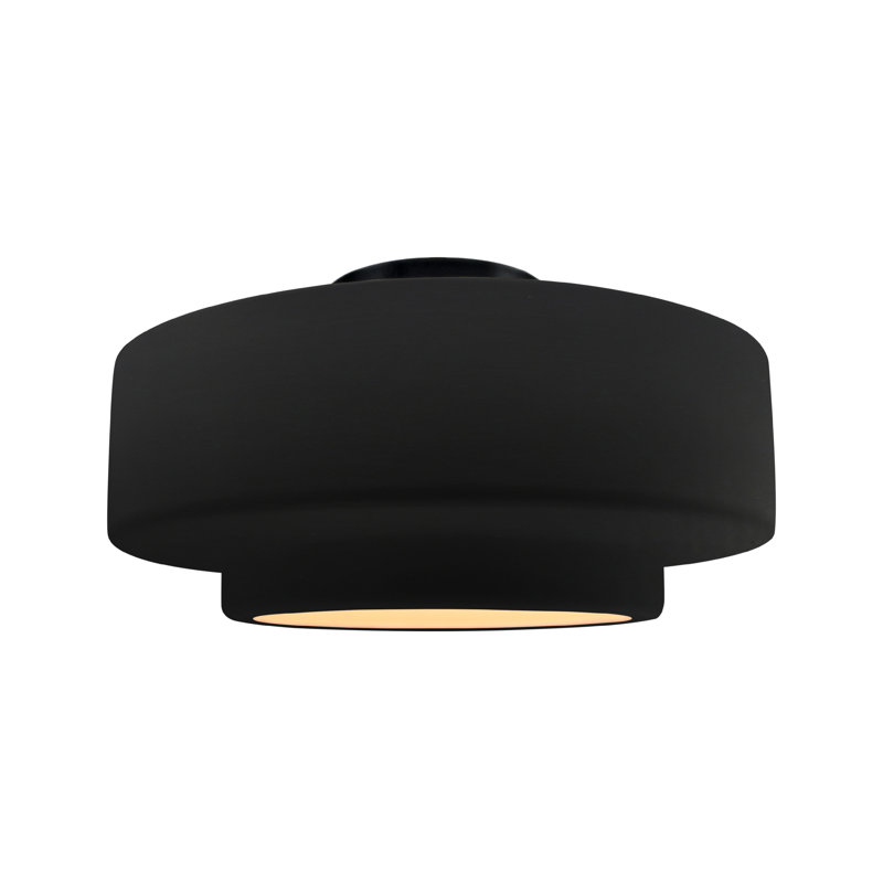 Plafonnier semi-encastré Radiance, Noir mat carbone, H 8 po x l 16,5 po x P 16,5 po, Noir mat
