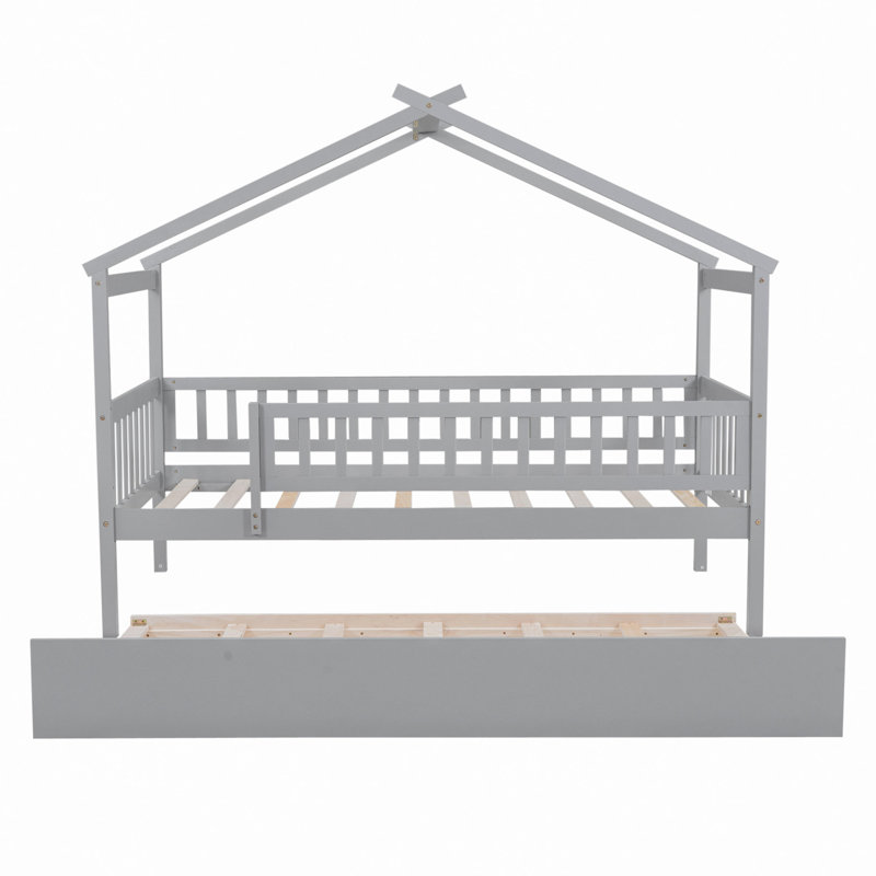 Lit en bois avec couchette, Gris