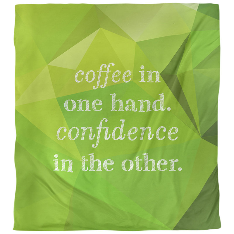 Housse de couette simple Coffee and Confidence Quote, Housse de couette pour très grand lit, Péridot