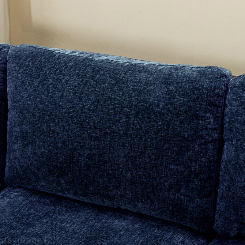 Canapé modulaire 3 pièces Donnica, 100 % polyester bleu marine