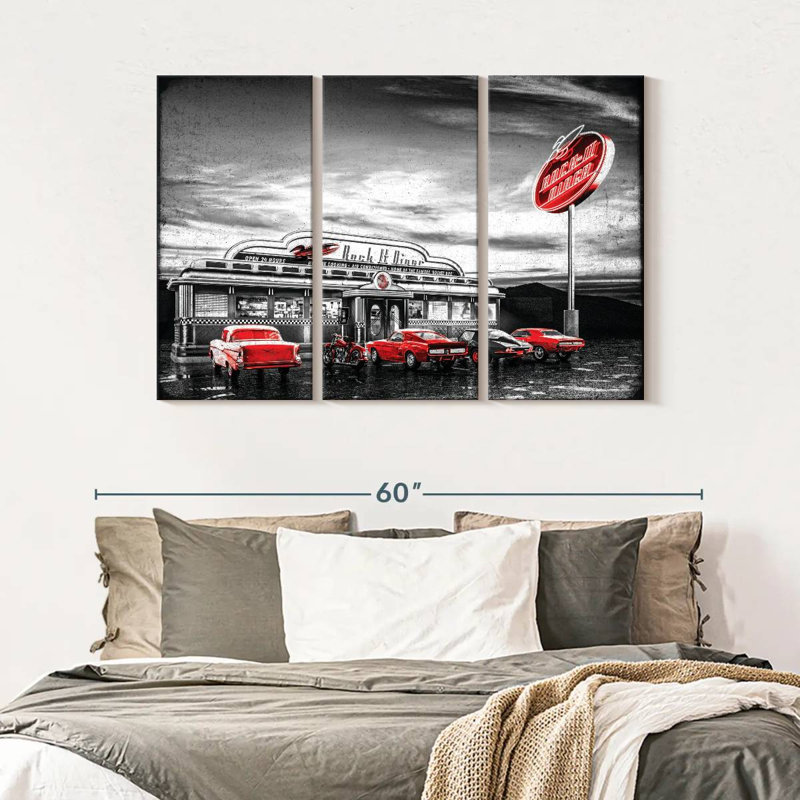 Impression sur toile American Diner Pop, H 32 po x l 50 po x P 1,25 po