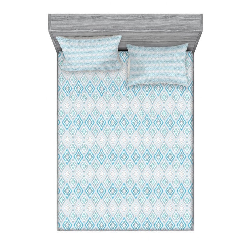 Microfiber Ikat Sheet Set, Full/Double Sheet Set+Fitted Sheet+2 Pillowcases