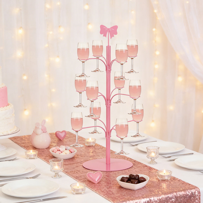 Porte-verres à vin, étagère à boissons à champagne, support à arbre à cocktail avec base robuste, étagère à vin à 3 niveaux pour présentation, décoration de bar, fête de mariage