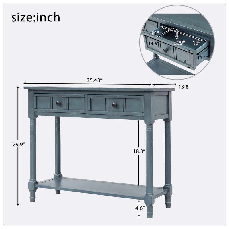 Koeller 35.43'' Console Table, Navy