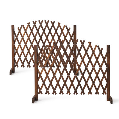 2 Pack Retractable Arch-Style Wooden Fence Panels