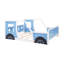 Lit plateforme double classique en forme de voiture avec roues, bleu-118678355-118678358