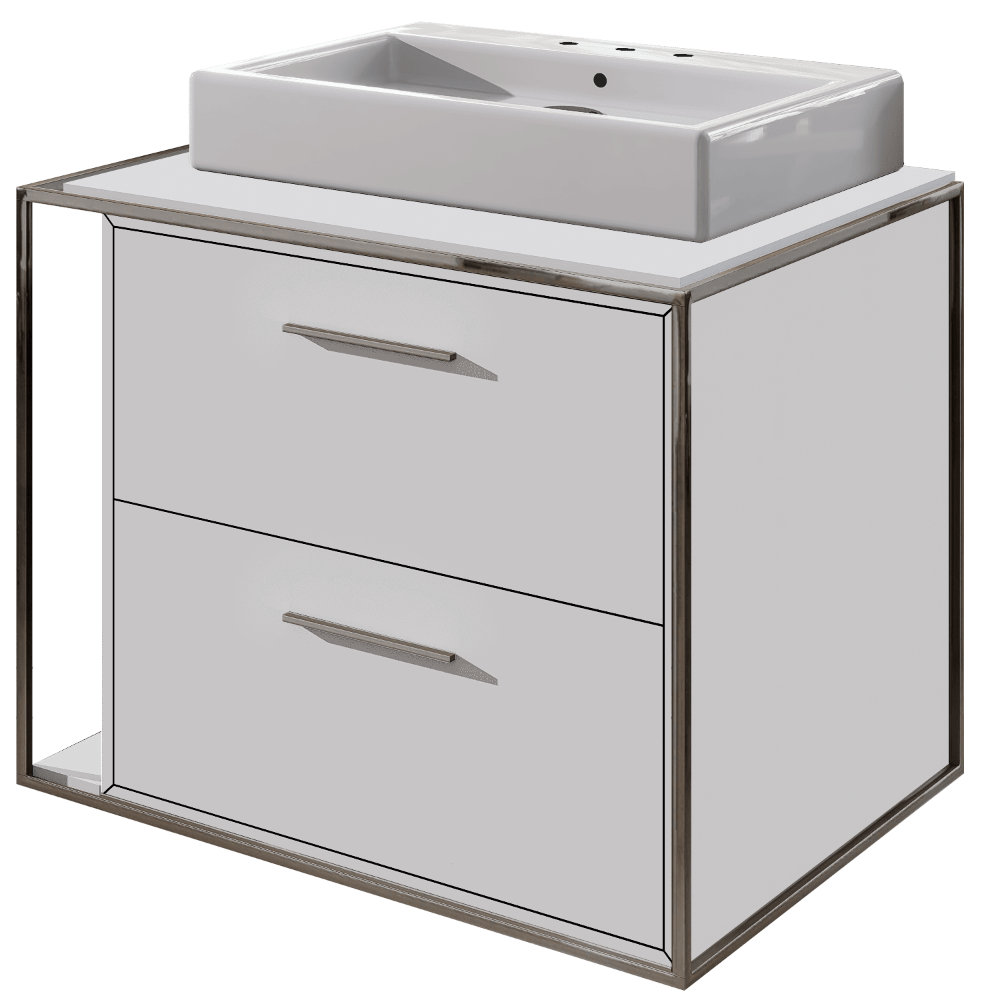 Linea 24'' Single Bathroom Vanity, Matte White, Polished Stainless Steel, 8" Widespread