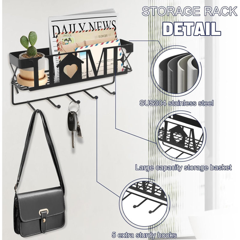 Reppert Metal Wall Organizer, Black