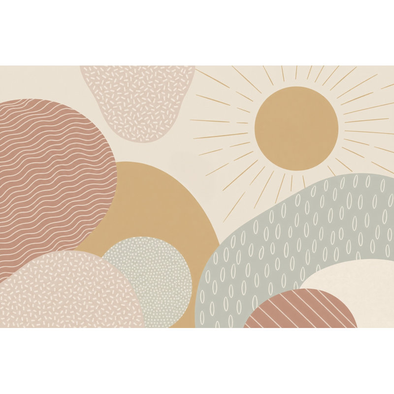 Sunburst papier peint abstrait mural amovible Boho, 200 po x 120 po, Non tissé