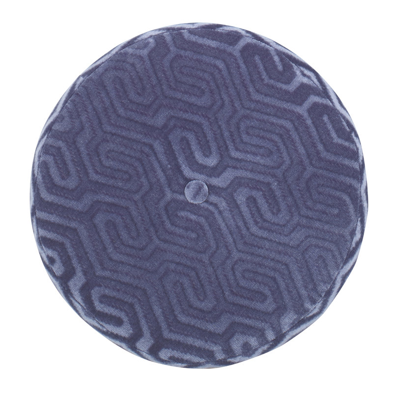 Penny Round Ottoman, Stepping Stones Ivory Viscose