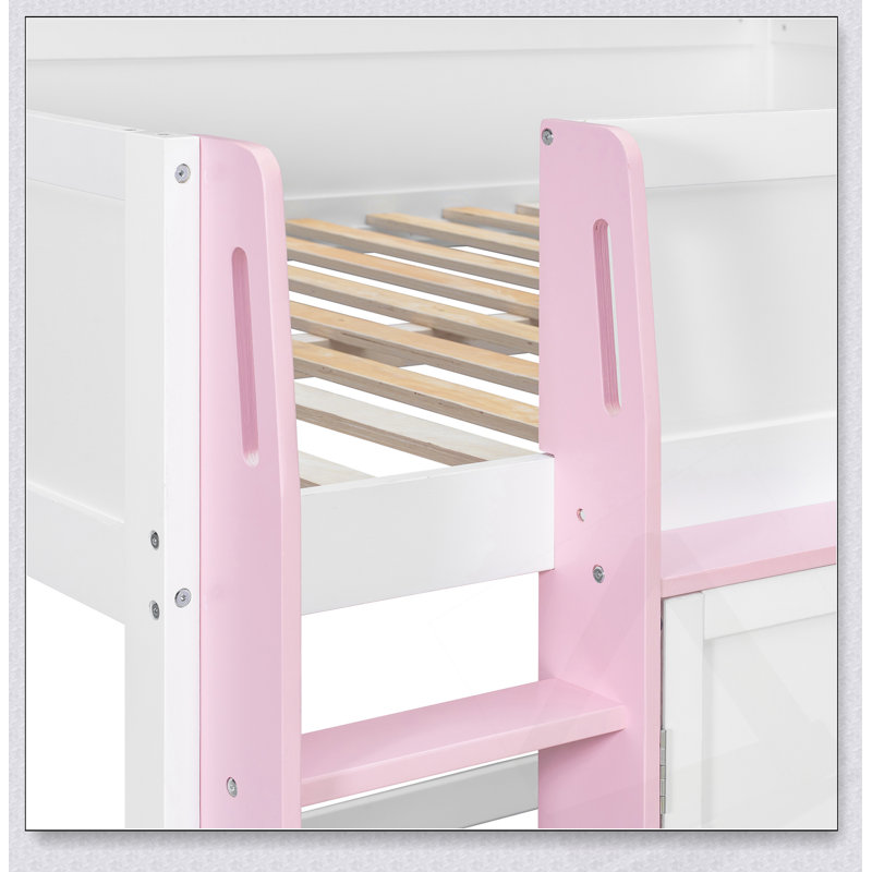 Lit mezzanine avec maisonnette et rangement, lit en bois moderne pour enfants / adolescents, parfait pour le plaisir et la fonctionnalité