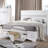 White Storage Queen Bed - Particleboard & Veneer Easy To Assemble No Box Spring 2 Drawers With Metal Center Drawer Slide In For Acrylic 3 Slats + 5 Legs And Full Extension