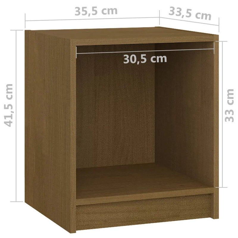 Gara 35.5cm W Solid Wood Bedside Table, Brown