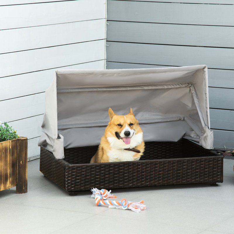 Maison pour animaux surélevée: auvent pliable, pour petits animaux de taille moyenne, intérieur / extérieur, lit superposé à café - hauteur réglable,
