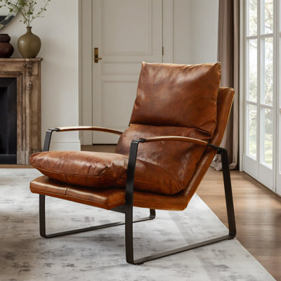 Zawacki 25.5" W Genuine Leather Lounge Armchair