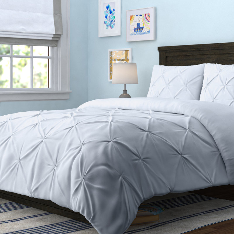 Polyester Bedding, White, Full / Queen Duvet Cover + 2 Shams 