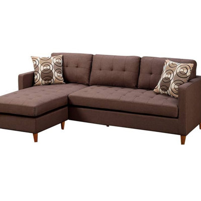 Polyfiber Sectional Sofa Living Room Furniture Reversible Chaise Couch Pillows Tufted Back Modular Sectionals