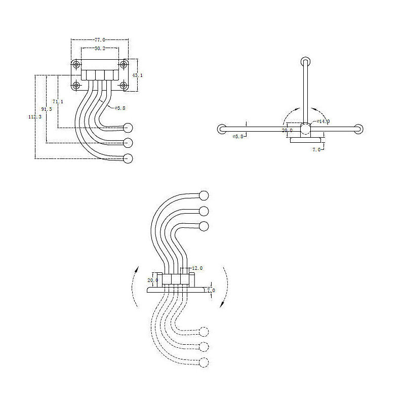 Crochet mural pivotant utilitaire, Nickel mat