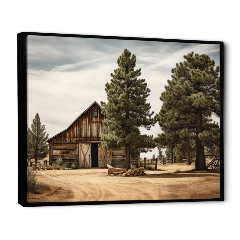 Pin, charme rustique sur bois de pin, H 24 po x l 32 po x P 1 po, Cadre flottant noir