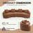 Sectional Sofas | Modern Curved Modular Couch, 110” for Apartment &amp; Living Room, 800 lbs Capacity | Caramel | Chenille-124535833