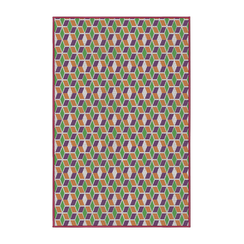 Tapis rouge / vert Power Loom, Rectangle 5 pi x 7 pi