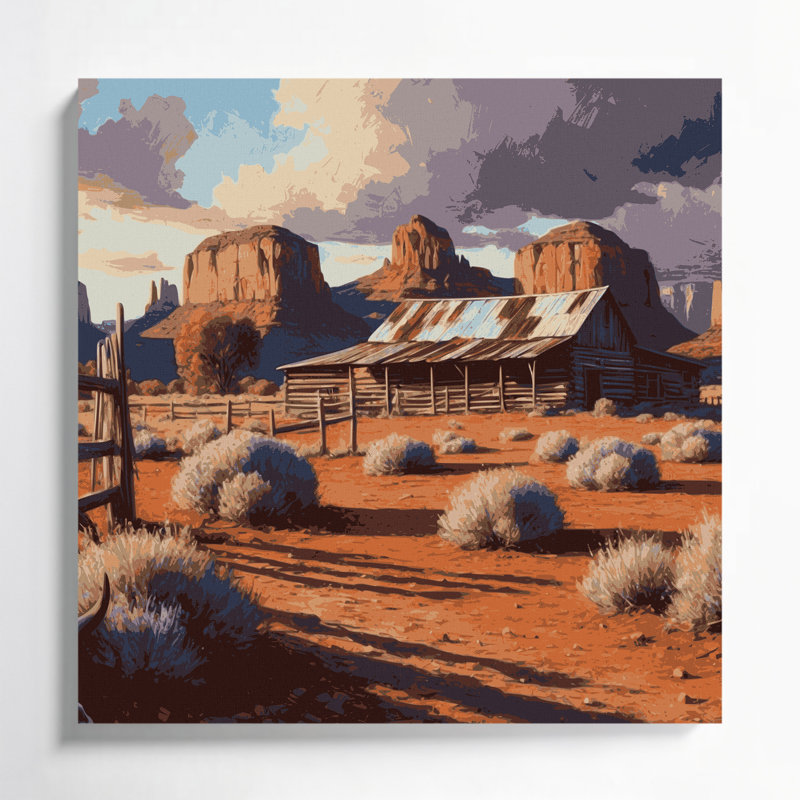 Art mural sur toile noir Southwestern Cowboy Western Ranch 93, H 12 po x l 12 po