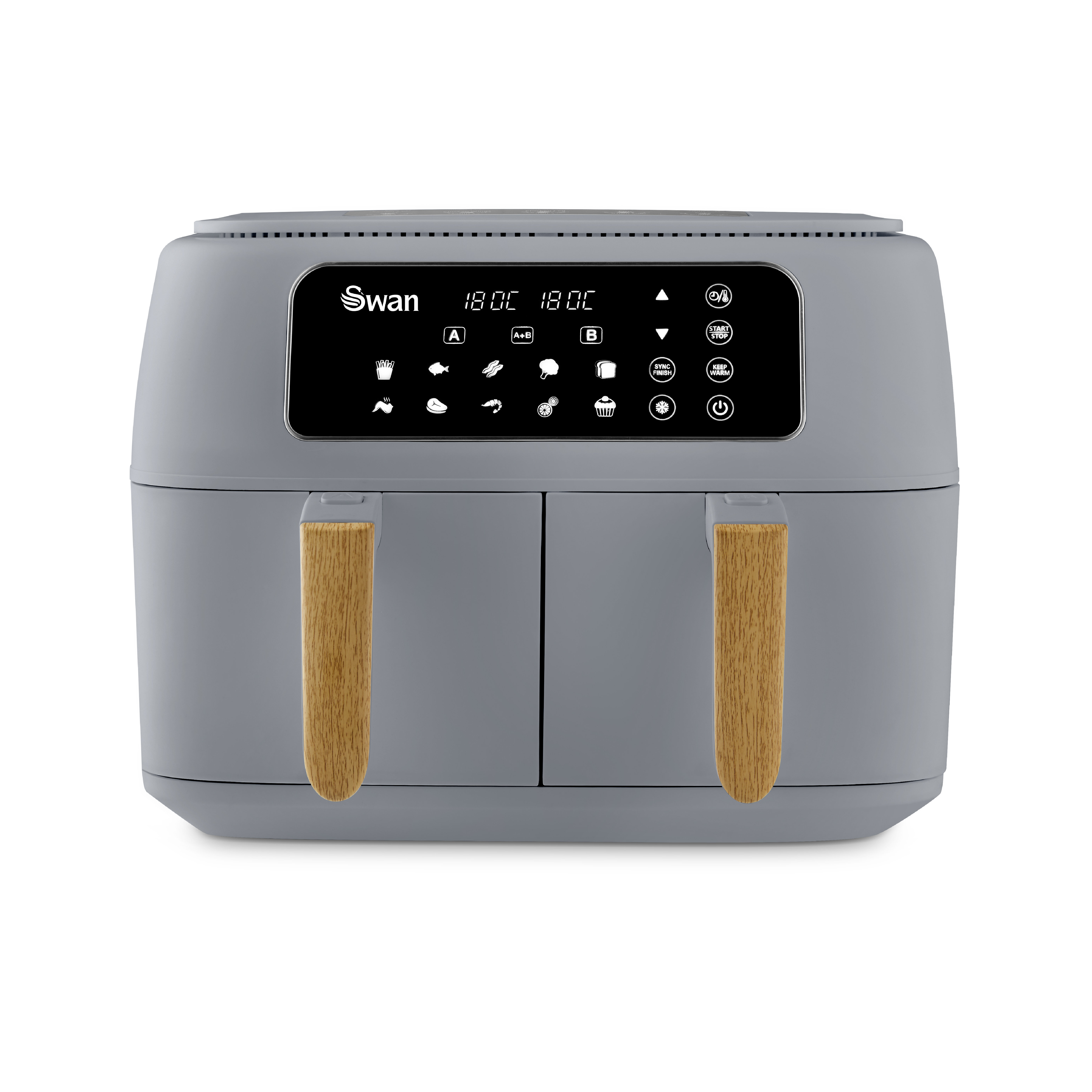 Swan SD10513GRY Retro Digital Air Fryer with Swan Cyclone Technology, 8 Pre-Set Cooking Options, Adjustable Temperature, 4.5L 1500W, Grey main image 0