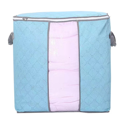Blue  Visual Storage Bag Quilt Storage Bag Non-woven Fabric Clothing Storage Bag Quilt Sorting Bag Folding Bag