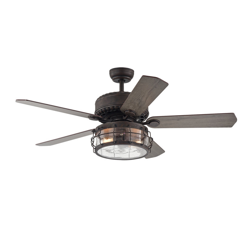 Ventilateur de plafond standard à 5 pales de 52 po avec télécommande et ensemble d'éclairage inclus OKean