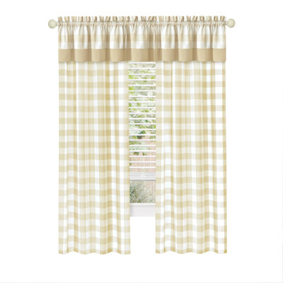 Jazzy Indoor Checkered Cotton Blend Plaid Rod Pocket Semi-Sheer Curtain Panels