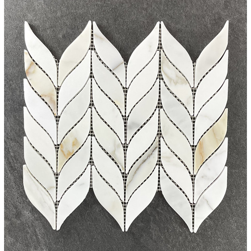 Carrelage mosaïque en marbre, Blanc / gris / or