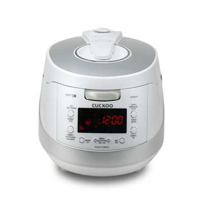 Cuiseur à riz à pression et à induction CUCKOU - 18 programmes intégrés, y compris gluant, GABA, mixte, sushi et plus, revêtement antiadhésif, fabriqué en corée, blanc / argent, 6 tasses CRP-HS0657FW