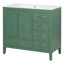  Meuble-lavabo de salle de bain avec lavabo, armoire avec porte à fermeture en douceur et quatre tiroirs de différentes tailles, structure en bois massif, vert-59241083