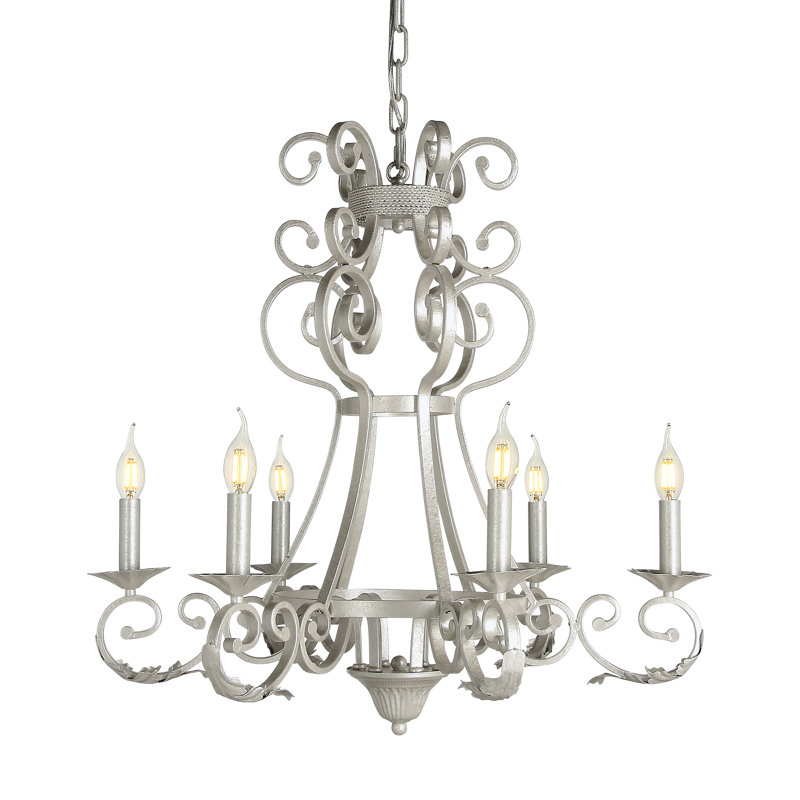 Arizona 6 - Light Empire Chandelier, Oyster White, 34" H x 34" W x 34" D