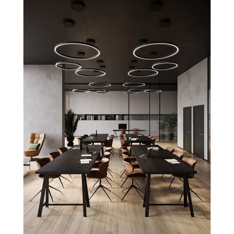 Cerchio 1 - Light LED Unique/Statement Pendant, Black, 1.375" H x 35.375" W x 35.375" D