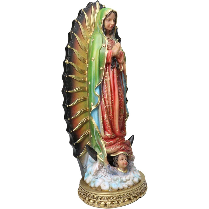 Figurine Catholique Sainte-Vierge Notre-Dame de Guadalupe avec base dorée 12 po