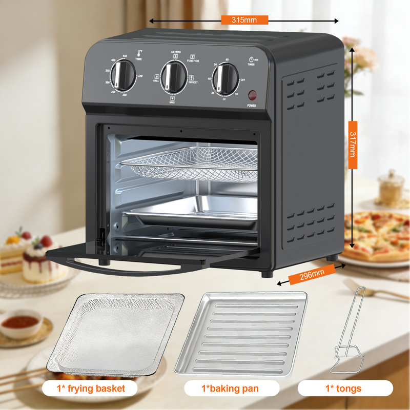 Compartiment pour four grille-pain à friteuse 13 pte de taille familiale - Circulation d'air chaud à 360 ° pour une cuisson saine sans huile, four de comptoir à convection multifonctionnel avec contrôle de la température et du temps réglable