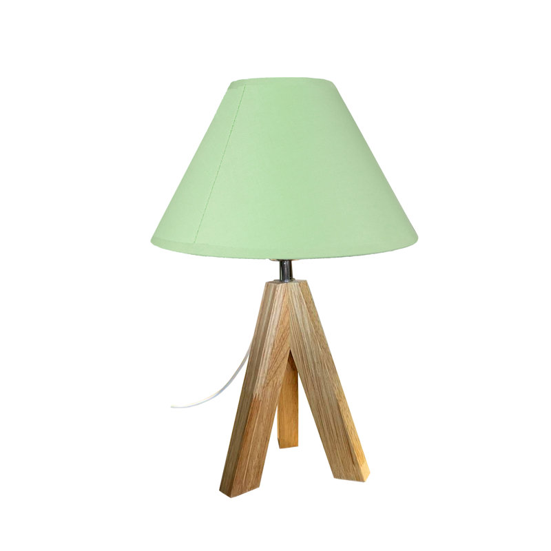 Rucki Wood Tripod Lamp, Green
